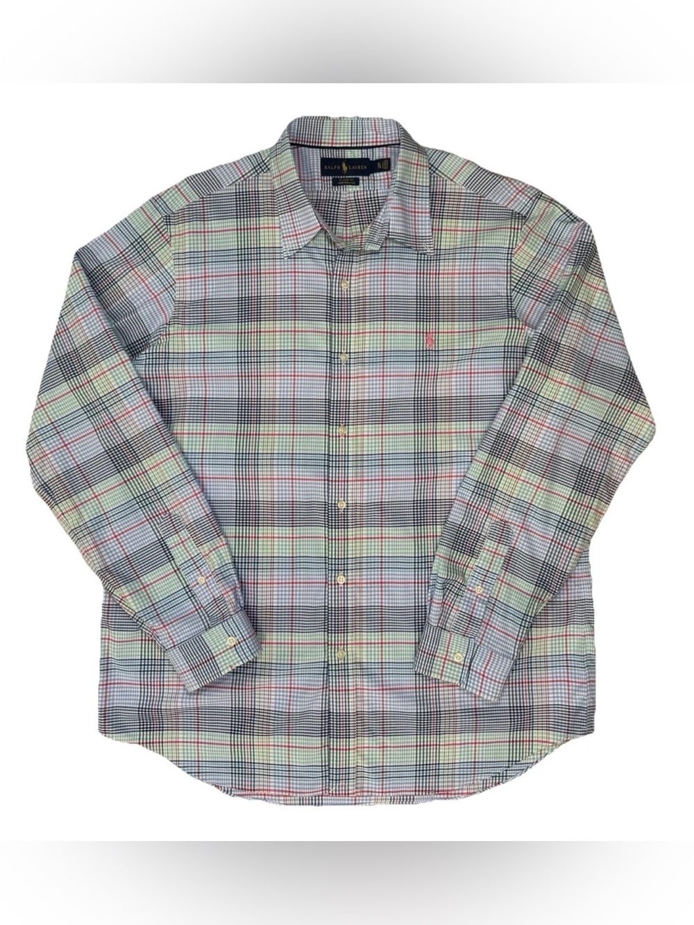 Ralph Lauren Performance Button Down Shirt Classic Fit Mens Size XL Plaid Pony